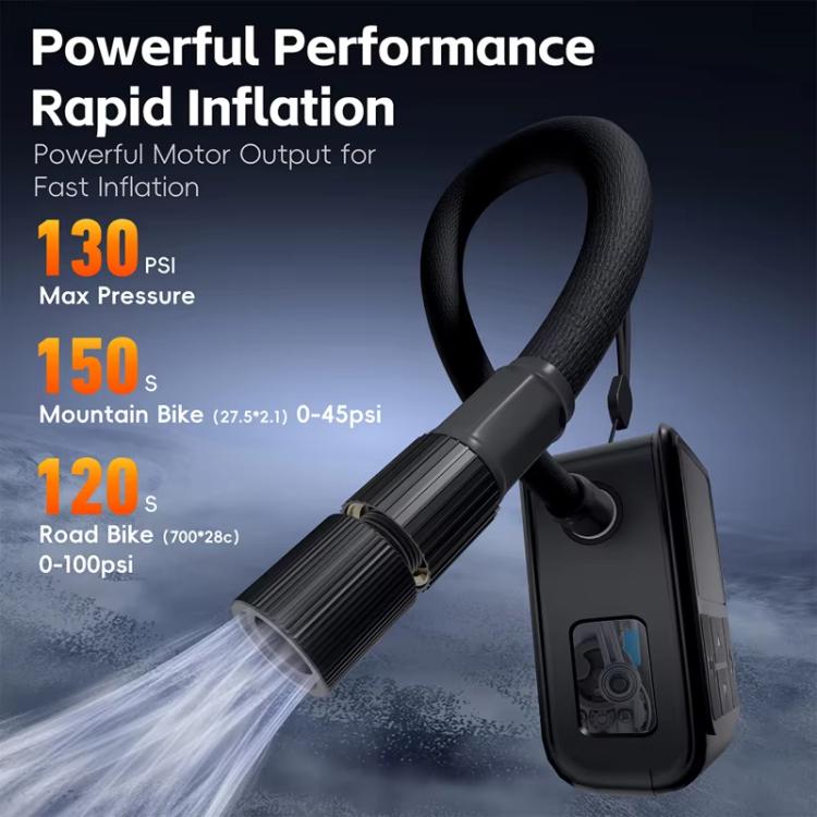 WEST BIKING Mini pompa d'aria elettrica digitale portatile con pressione preimpostata, ricaricabile tramite USB-C per biciclette, motociclette e palloni.