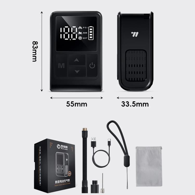 WEST BIKING Mini pompa d'aria elettrica digitale portatile con pressione preimpostata, ricaricabile tramite USB-C per biciclette, motociclette e palloni.
