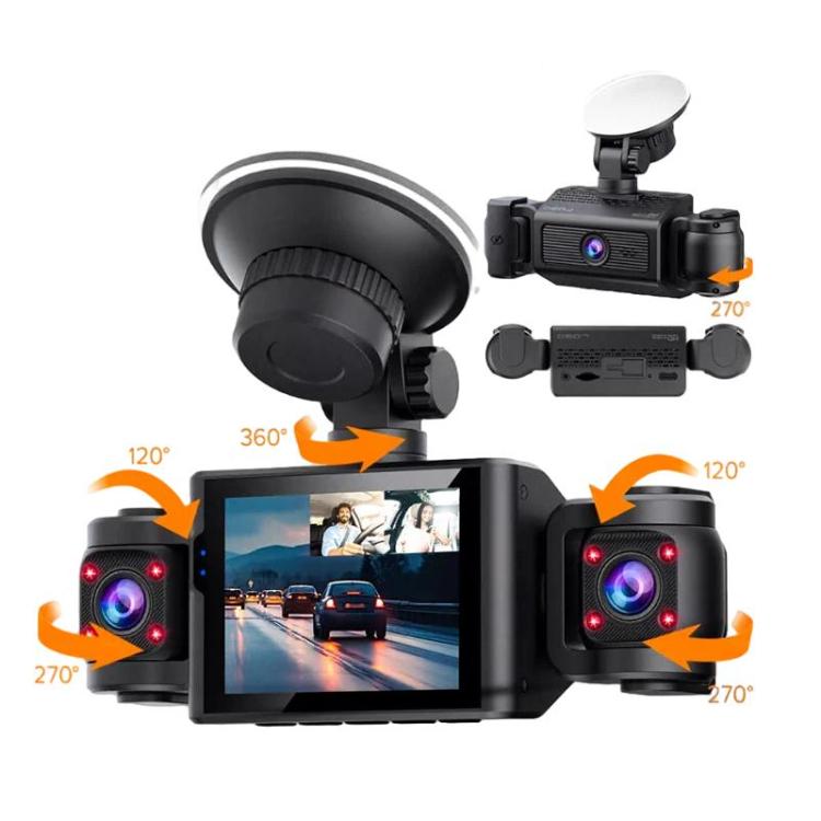 A7 Telecamera da cruscotto 1080P HD con visione notturna e registratore per auto, Front+Left+Right, Front+Left+Right+Rear