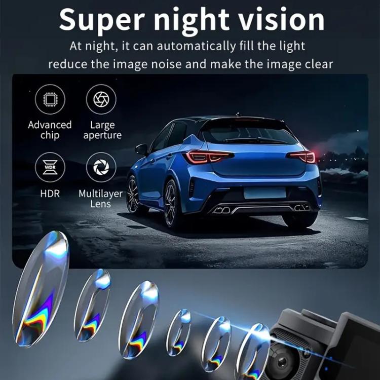 A7 Telecamera da cruscotto 1080P HD con visione notturna e registratore per auto, Front+Left+Right, Front+Left+Right+Rear
