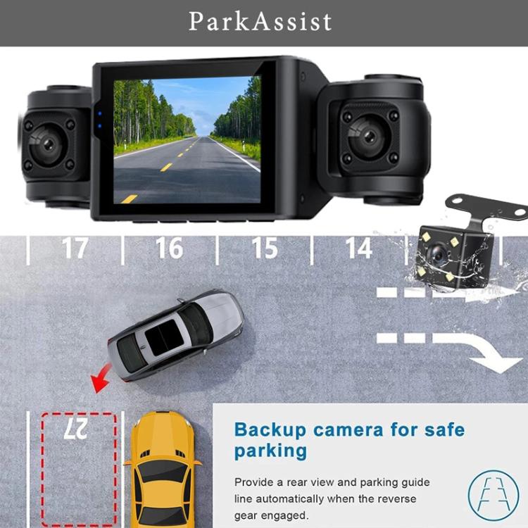 A7 Telecamera da cruscotto 1080P HD con visione notturna e registratore per auto, Front+Left+Right, Front+Left+Right+Rear