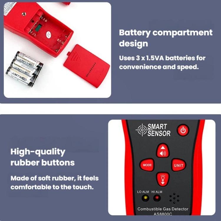 Rilevatore gas combustibili portatile SMART SENSOR AS8800C