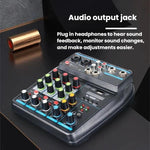 Mixer audio 4 canali con riverbero e Bluetooth