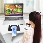 2-in-1 Foldable Laptop Tablet Stand Riser with Phone Holder Adjustable Ergonomic Computer Stand for Desk, K99 Silver, K99 Black