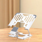 2-In-1 Foldable Laptop Tablet Stand Riser With Phone Holder, Strip Black, Strip Silver