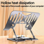 2-In-1 Foldable Laptop Tablet Stand Riser With Phone Holder, Strip Black, Strip Silver