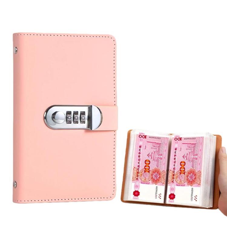 Libretto portadenaro A6 con serratura a combinazione, 50 pagine, grande capacità, impermeabile, per banconote commemorative