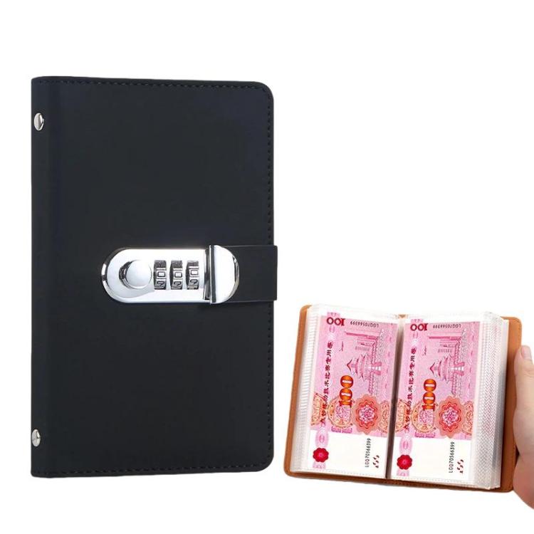 Libretto portadenaro A6 con serratura a combinazione, 50 pagine, grande capacità, impermeabile, per banconote commemorative
