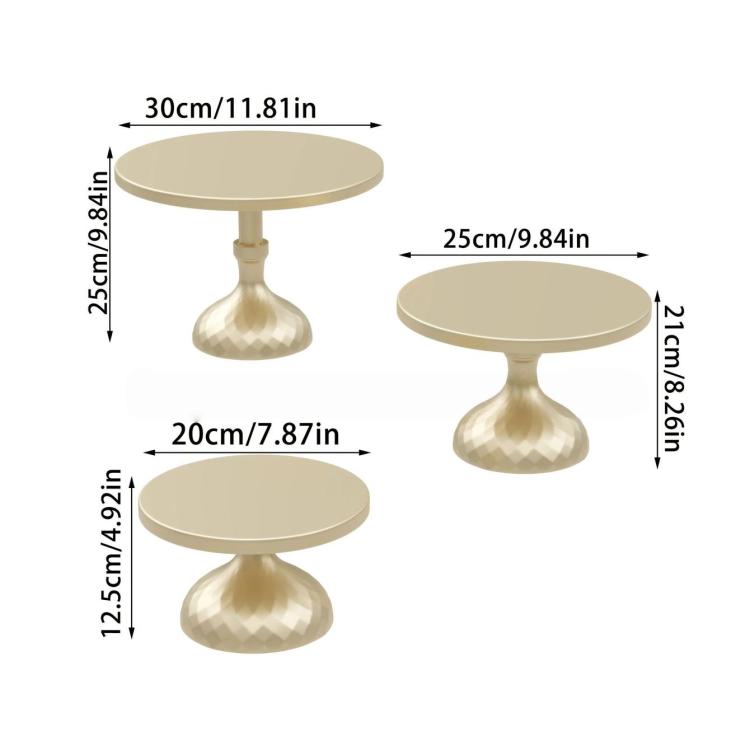 Set di 3 alzatine per torte nuziali, ideali per il tavolo dei dolci, con piani di servizio a più livelli da 30/25/20 cm.