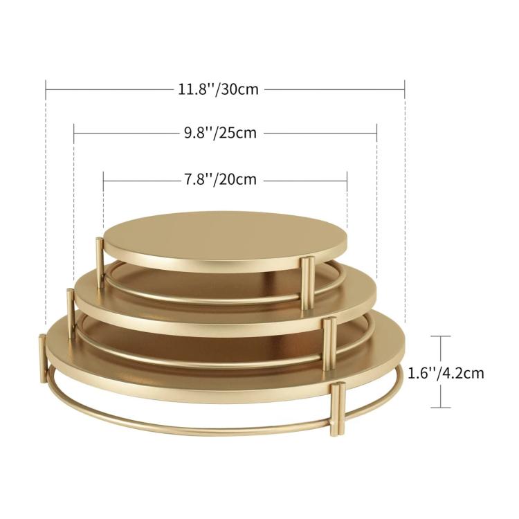 Elegante set di alzatine per torte a più livelli con 3 vassoi impilabili per dessert, ideali per matrimoni e feste, 30/25/20 cm.