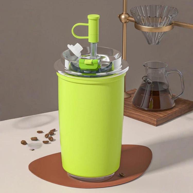 Tazza da caffè termica in acciaio inox 316 con doppia parete sottovuoto e cannuccia., 300ml