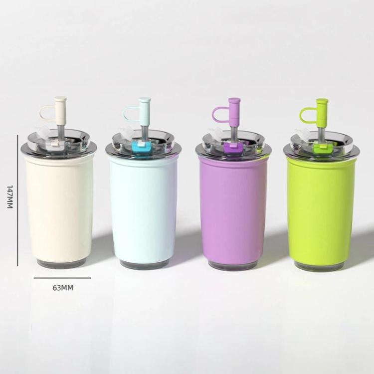 Tazza da caffè termica in acciaio inox 316 con doppia parete sottovuoto e cannuccia., 300ml