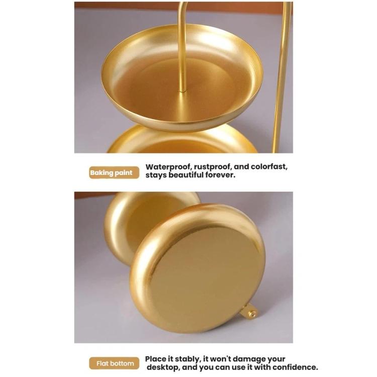 Vassoio decorativo a due livelli in ferro battuto, versatile, ideale per servire e presentare in feste e per l'uso quotidiano.