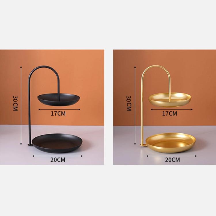 Vassoio decorativo a due livelli in ferro battuto, versatile, ideale per servire e presentare in feste e per l'uso quotidiano.