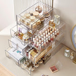 Scatola portaoggetti trasparente e spessa, impilabile, a cassetto, per organizer da scrivania., Small, Large, Extra Large