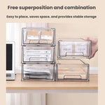 Scatola portaoggetti trasparente e spessa, impilabile, a cassetto, per organizer da scrivania., Small, Large, Extra Large
