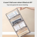 Scatola portaoggetti trasparente e spessa, impilabile, a cassetto, per organizer da scrivania., Small, Large, Extra Large