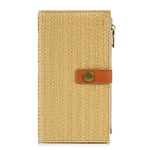 Portafoglio lungo da donna Baellerry N2348, stile vintage, con porta carte multiuso e cerniera, texture effetto paglia.