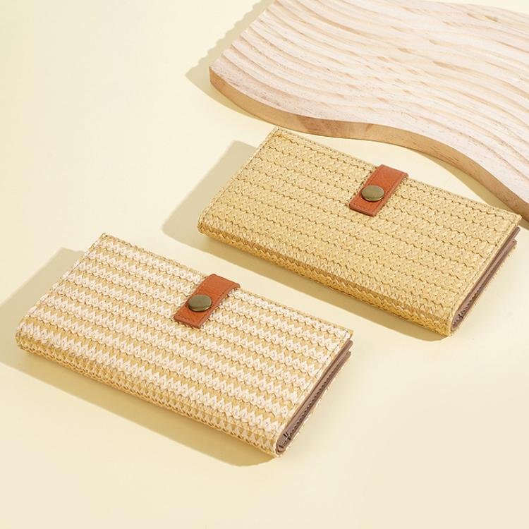 Portafoglio lungo da donna Baellerry N2348, stile vintage, con porta carte multiuso e cerniera, texture effetto paglia.