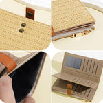 Portafoglio lungo da donna Baellerry N2348, stile vintage, con porta carte multiuso e cerniera, texture effetto paglia.