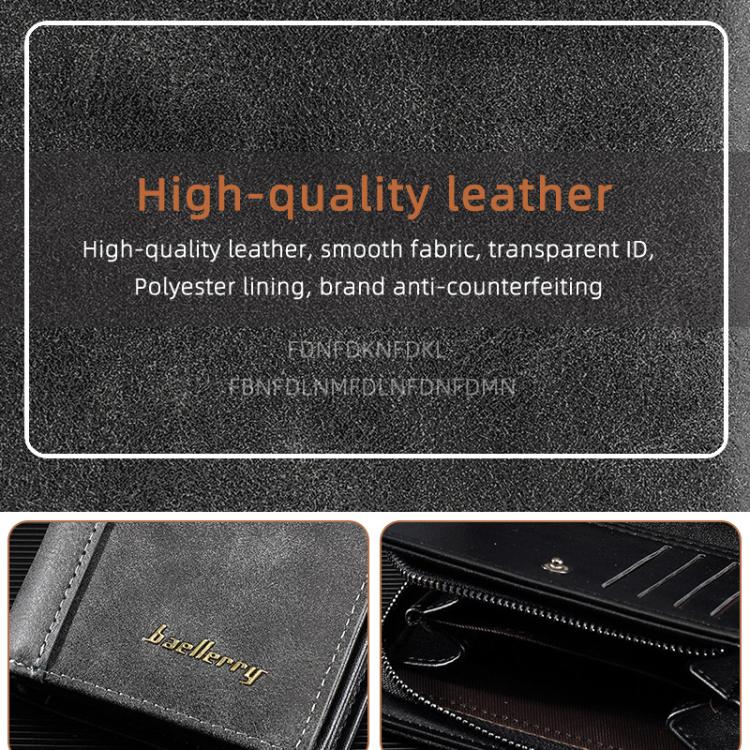 Portafoglio compatto da uomo Baellerry D5591, stile vintage, con cerniera a contrasto, porta monete e carte di credito.