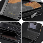 Portafoglio compatto da uomo Baellerry D5591, stile vintage, con cerniera a contrasto, porta monete e carte di credito.
