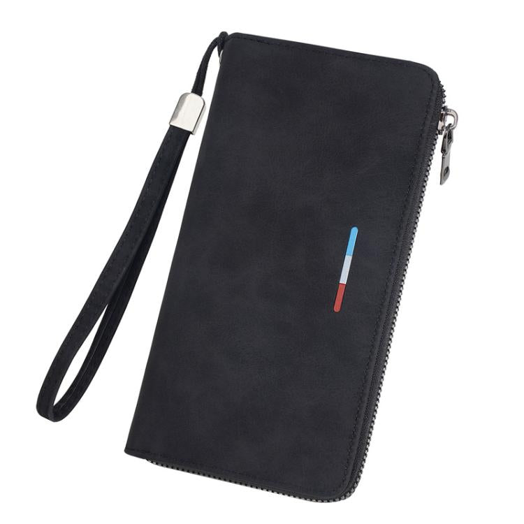Portafoglio lungo da uomo Baellerry C3097 con cerniera, porta carte multiuso, grande capacità, porta cellulare, porta monete.