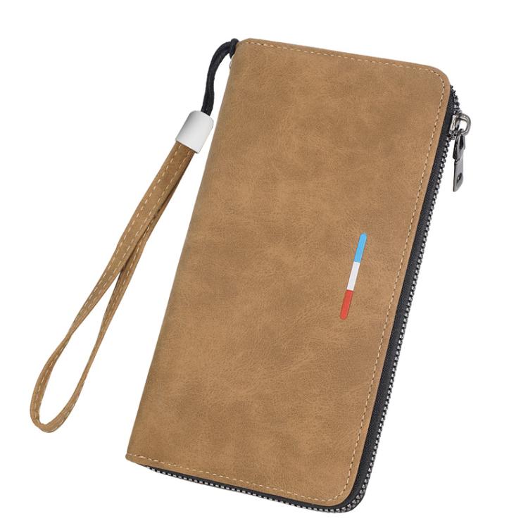 Portafoglio lungo da uomo Baellerry C3097 con cerniera, porta carte multiuso, grande capacità, porta cellulare, porta monete.