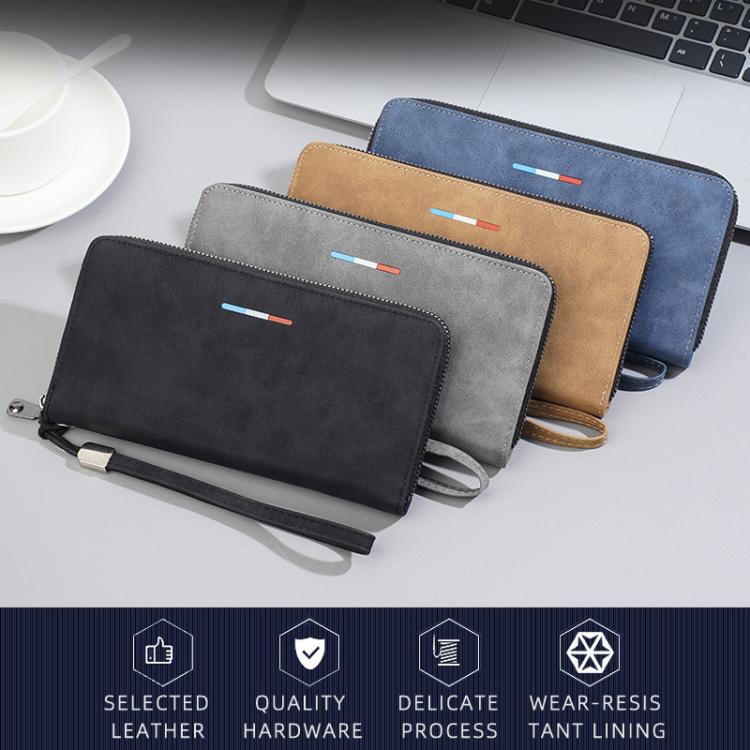 Portafoglio lungo da uomo Baellerry C3097 con cerniera, porta carte multiuso, grande capacità, porta cellulare, porta monete.