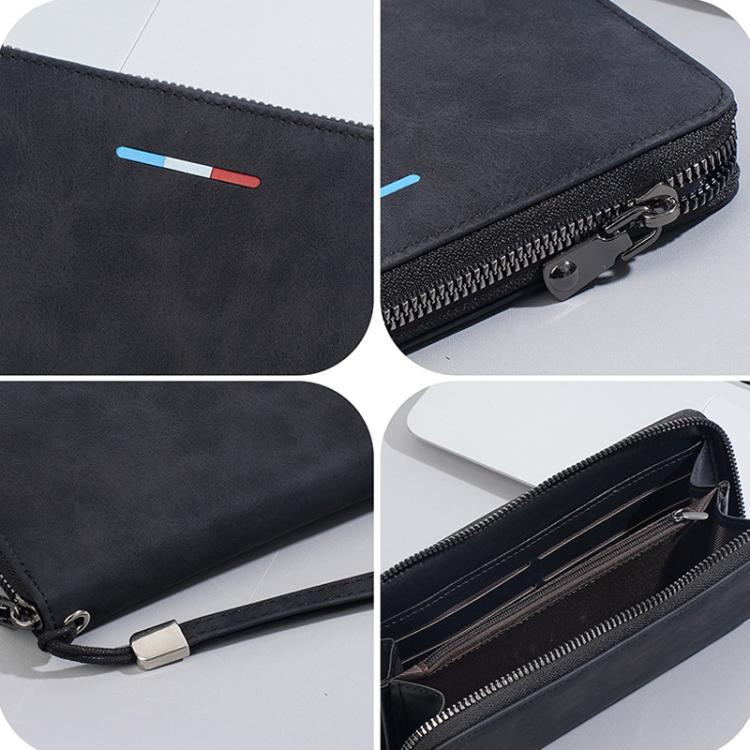 Portafoglio lungo da uomo Baellerry C3097 con cerniera, porta carte multiuso, grande capacità, porta cellulare, porta monete.