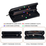 Portafoglio lungo da uomo Baellerry C3097 con cerniera, porta carte multiuso, grande capacità, porta cellulare, porta monete.