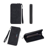 Portafoglio lungo da uomo Baellerry C3097 con cerniera, porta carte multiuso, grande capacità, porta cellulare, porta monete.