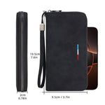 Portafoglio lungo da uomo Baellerry C3097 con cerniera, porta carte multiuso, grande capacità, porta cellulare, porta monete.