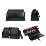 Borsa a tracolla piccola quadrata da donna Baellerry N8943 in pelle cerata vintage con fibbia in metallo, modello monospalla.