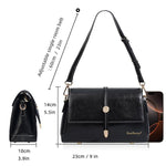 Borsa a tracolla piccola quadrata da donna Baellerry N8943 in pelle cerata vintage con fibbia in metallo, modello monospalla.