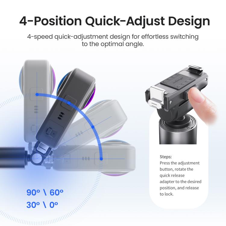 Asta per selfie a sgancio rapido da 120 cm, compatibile con DJI Osmo 360 / Action 5 Pro / Action 4 / Action 3, PD16