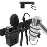 Supporto da parete in alluminio per asciugacapelli e piastra per capelli, organizer da bagno.