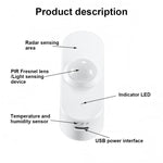 Sensore PIR + Sensore di luce + Sensore di temperatura/umidità + Sensore di presenza umana USB Zigbee a basso consumo Sensore di temperatura/umidità e luce, ZG-204ZH With 24GHz Millimeter Wave, ZG-204ZQ