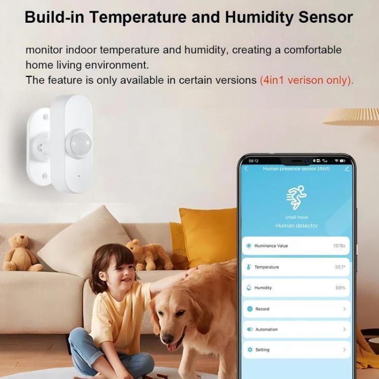 Sensore PIR + Sensore di luce + Sensore di temperatura/umidità + Sensore di presenza umana USB Zigbee a basso consumo Sensore di temperatura/umidità e luce, ZG-204ZH With 24GHz Millimeter Wave, ZG-204ZQ