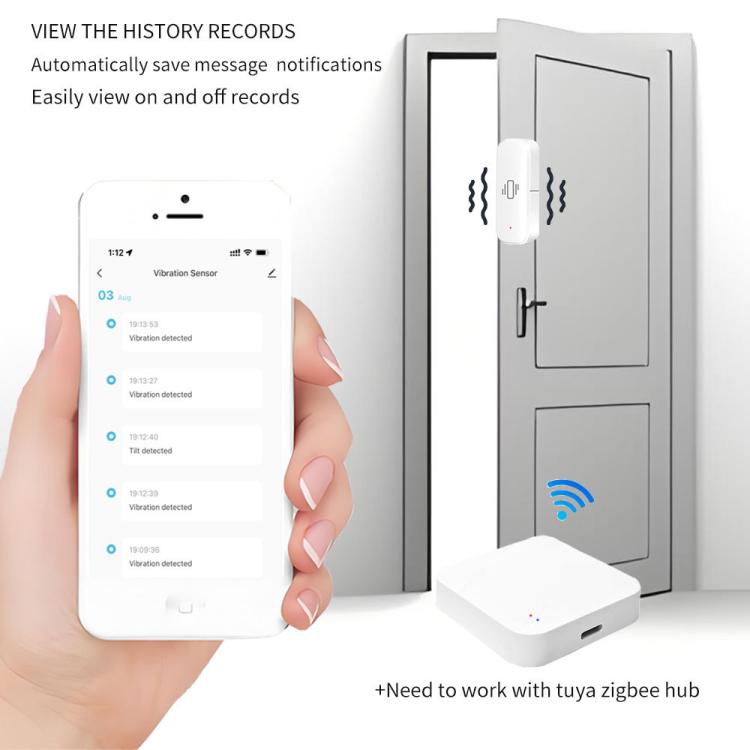 Sensore movimento a vibrazione Zigbee con controllo app