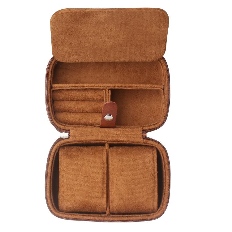 Custodia per orologio con motivo a giglio e astuccio in pelle con cerniera per riporre l'orologio.
