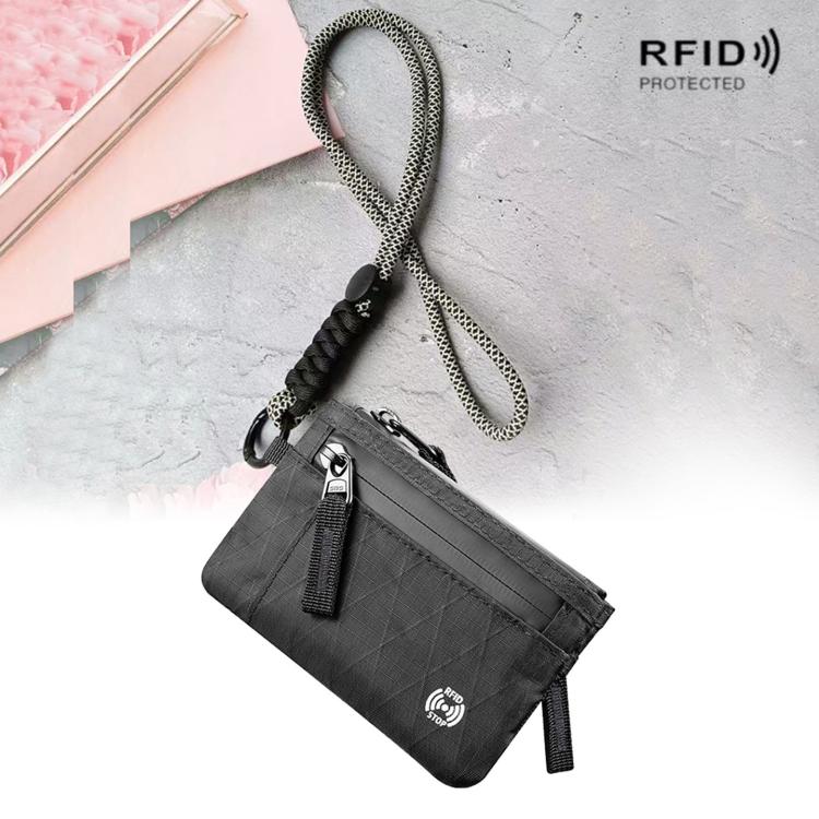 Porta carte antifurto con protezione RFID, portachiavi portatile, portafoglio multifunzionale per documenti di viaggio., Black With Red Zipper, Black, Black With hook, Black Red Zipper With Hook, Black With Lanyard, Black Red Zipper With Lanyard       ...