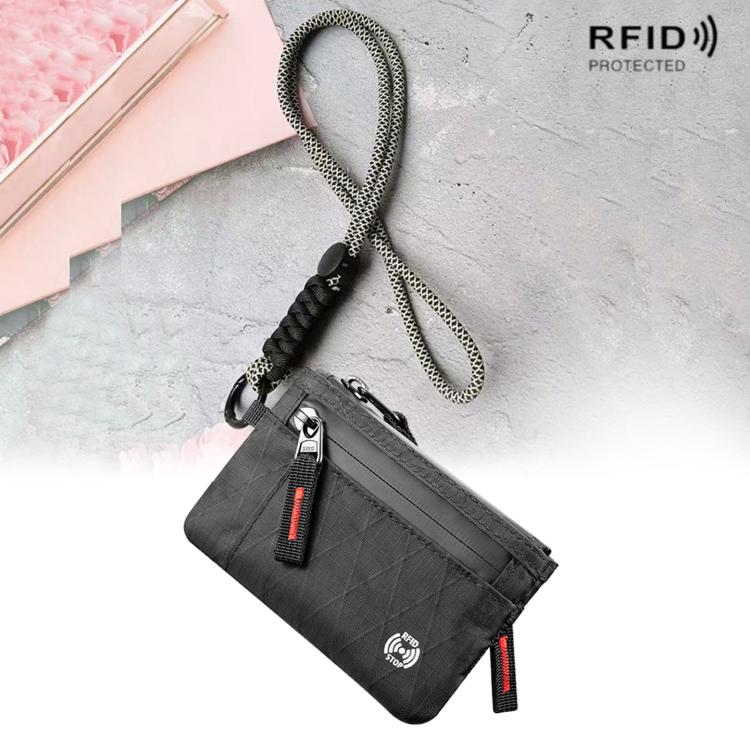 Porta carte antifurto con protezione RFID, portachiavi portatile, portafoglio multifunzionale per documenti di viaggio., Black With Red Zipper, Black, Black With hook, Black Red Zipper With Hook, Black With Lanyard, Black Red Zipper With Lanyard       ...
