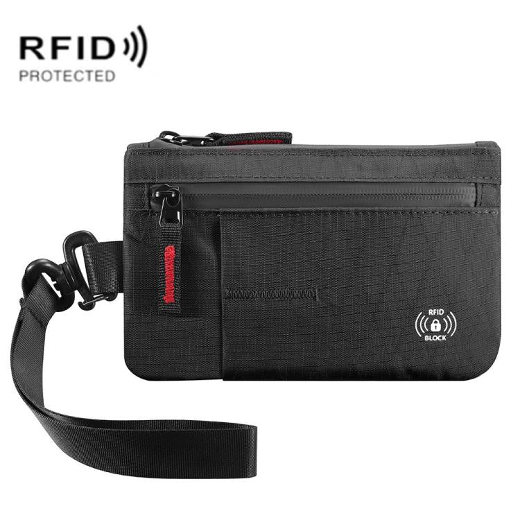 Porta carte antifurto con protezione RFID, portachiavi portatile, portafoglio multifunzionale per documenti di viaggio., Black With Red Zipper, Black, Black With hook, Black Red Zipper With Hook, Black With Lanyard, Black Red Zipper With Lanyard       ...