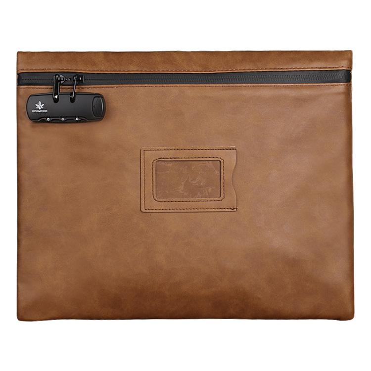 KOSMCCO CL250 Portadocumenti in pelle con chiusura a combinazione, formato A4, grande capacità, organizer per file e porta badge