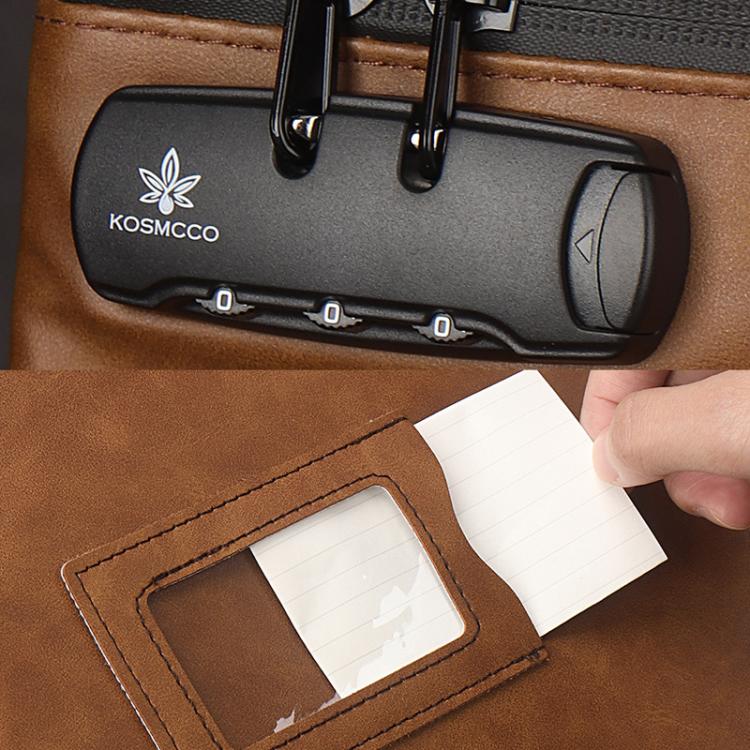 KOSMCCO CL250 Portadocumenti in pelle con chiusura a combinazione, formato A4, grande capacità, organizer per file e porta badge