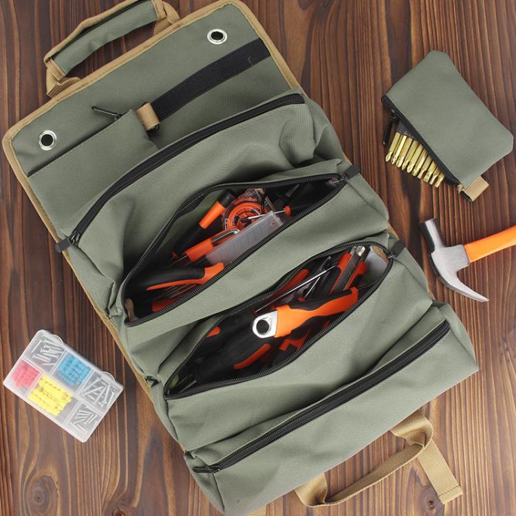 Borsa arrotolabile portatile per riporre attrezzi di riparazione.
