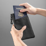 Portafoglio con protezione RFID, portachiavi XPAC, pochette per documenti da viaggio.