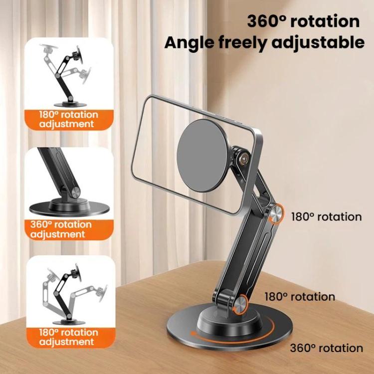 Supporto per telefono pieghevole e magnetico a tre assi in lega di alluminio P74, girevole a 360 gradi.