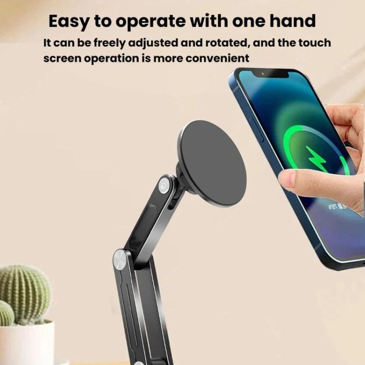 Supporto per telefono pieghevole e magnetico a tre assi in lega di alluminio P74, girevole a 360 gradi.